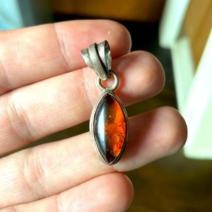 925 stamped sterling silver Amber pendant from Porto, Portugal